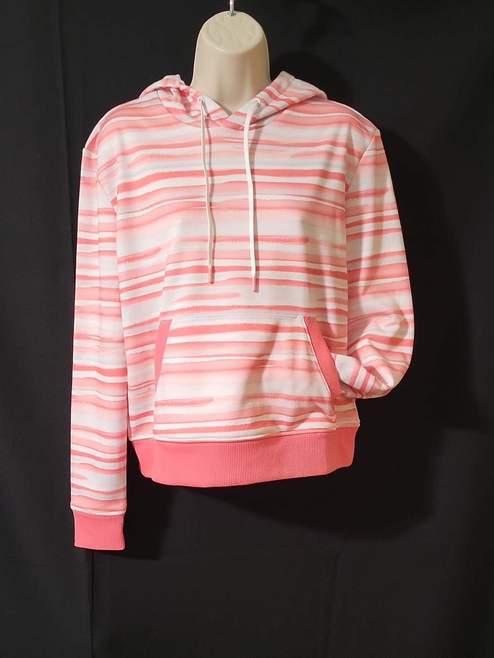 Footjoy Women's Coral Striped Hooded Sweatershirt, Size S